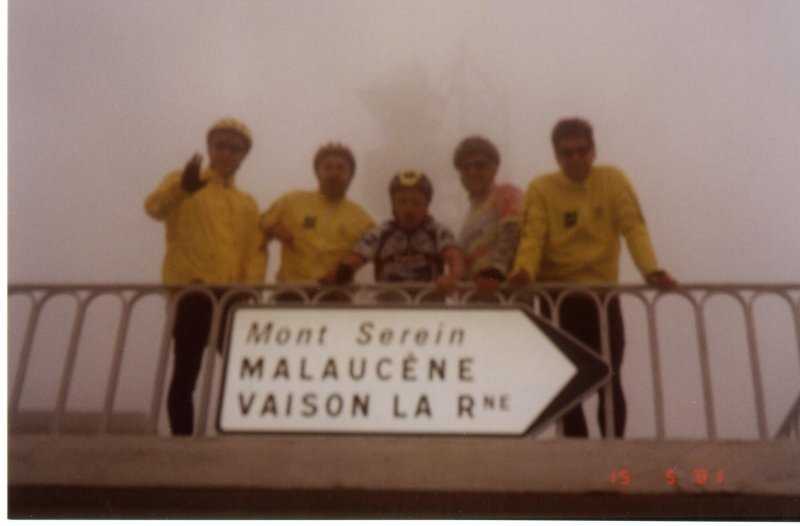 Carsten, Per, Henning, Hans og Alex på toppen af Mont Ventoux